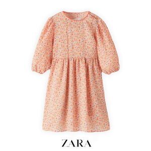 ZARA Kids | Orange | FLORAL DRESS WITH CONTRAST TRIM DETAIL - LIMITED EDITION